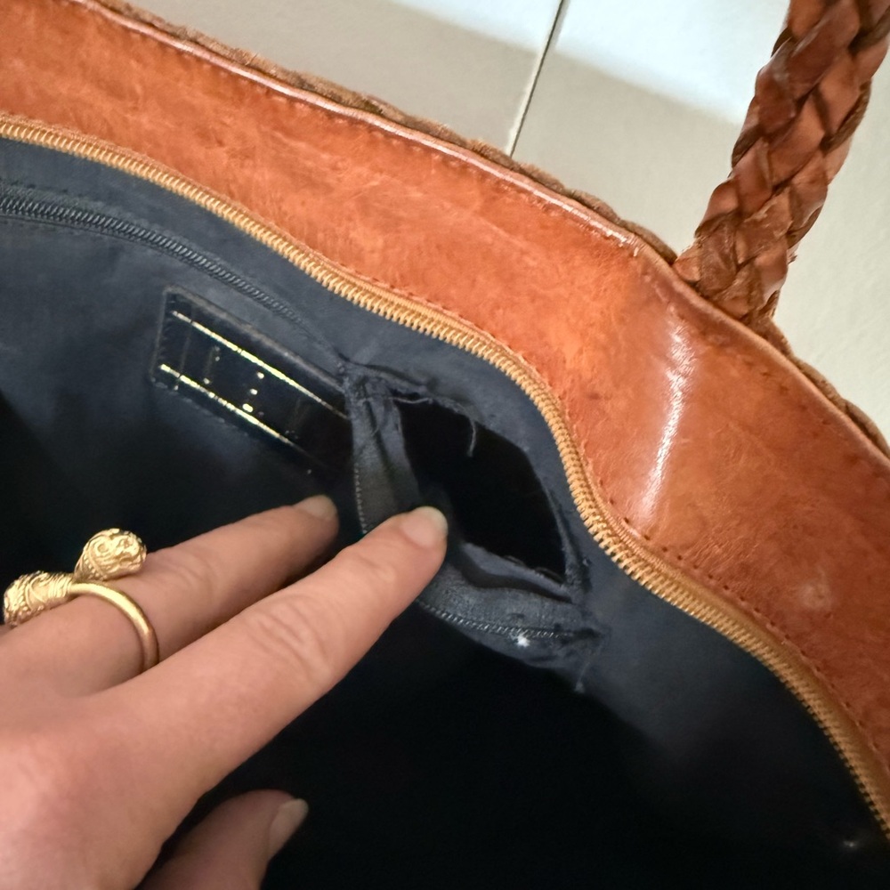 Woven Leather Tote Bag in Brown - Picture 6 of 12